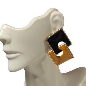 Black and Gold Geometric Earrings